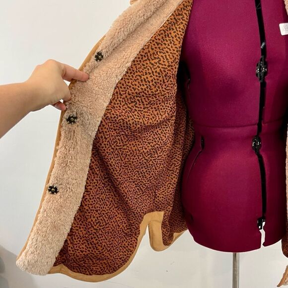 Anthropologie Brown Super Comfy Soft Teddy Coat S Relaxed Fit - Picture 6 of 15